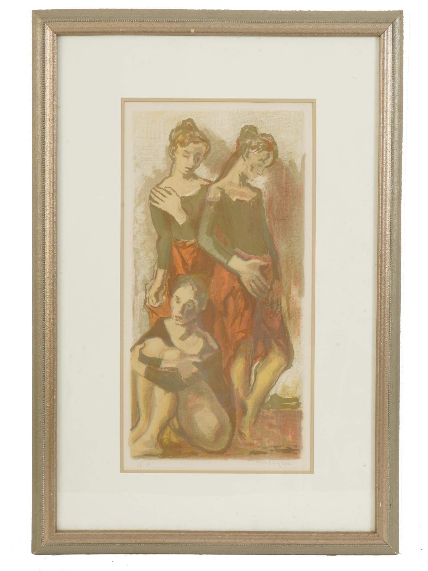 MOSES SOYER AMERICAN COLOR LITHOGRAPH OF DANCERS PIC-0